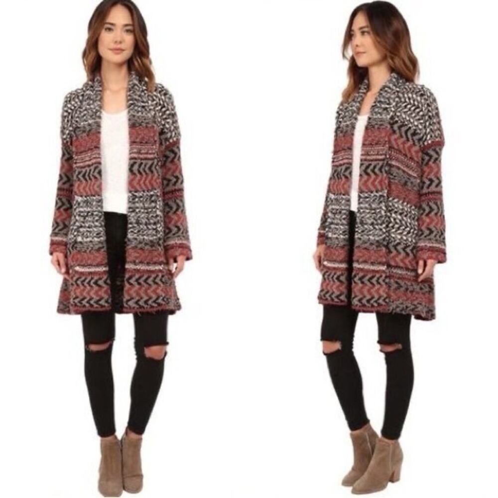 Free People Iona Longline Cardigan Sweater Womens XS Chunky Knit Cotton Blend